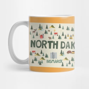 North Dakota Illustrated Map Mug